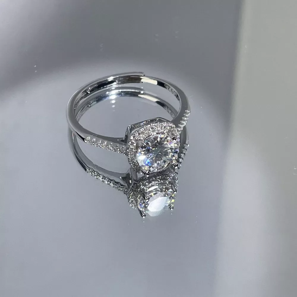 1 Carat Moissanite 925 Sterling Silver Ring, image 3