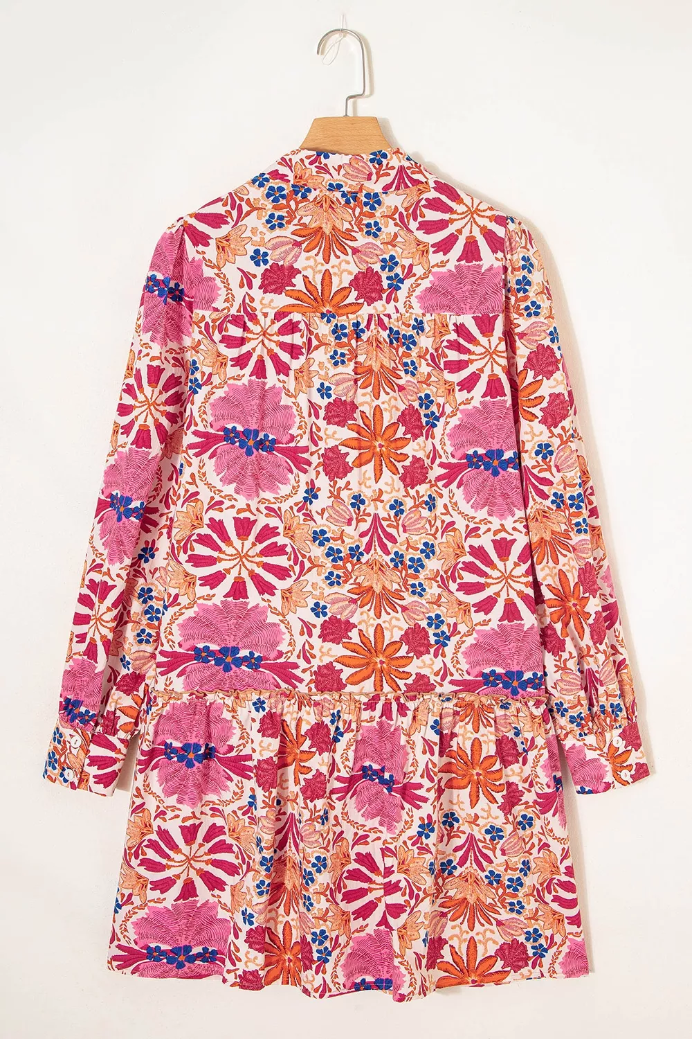 Fall Flower Print Long Sleeve Mini Dress, image 9