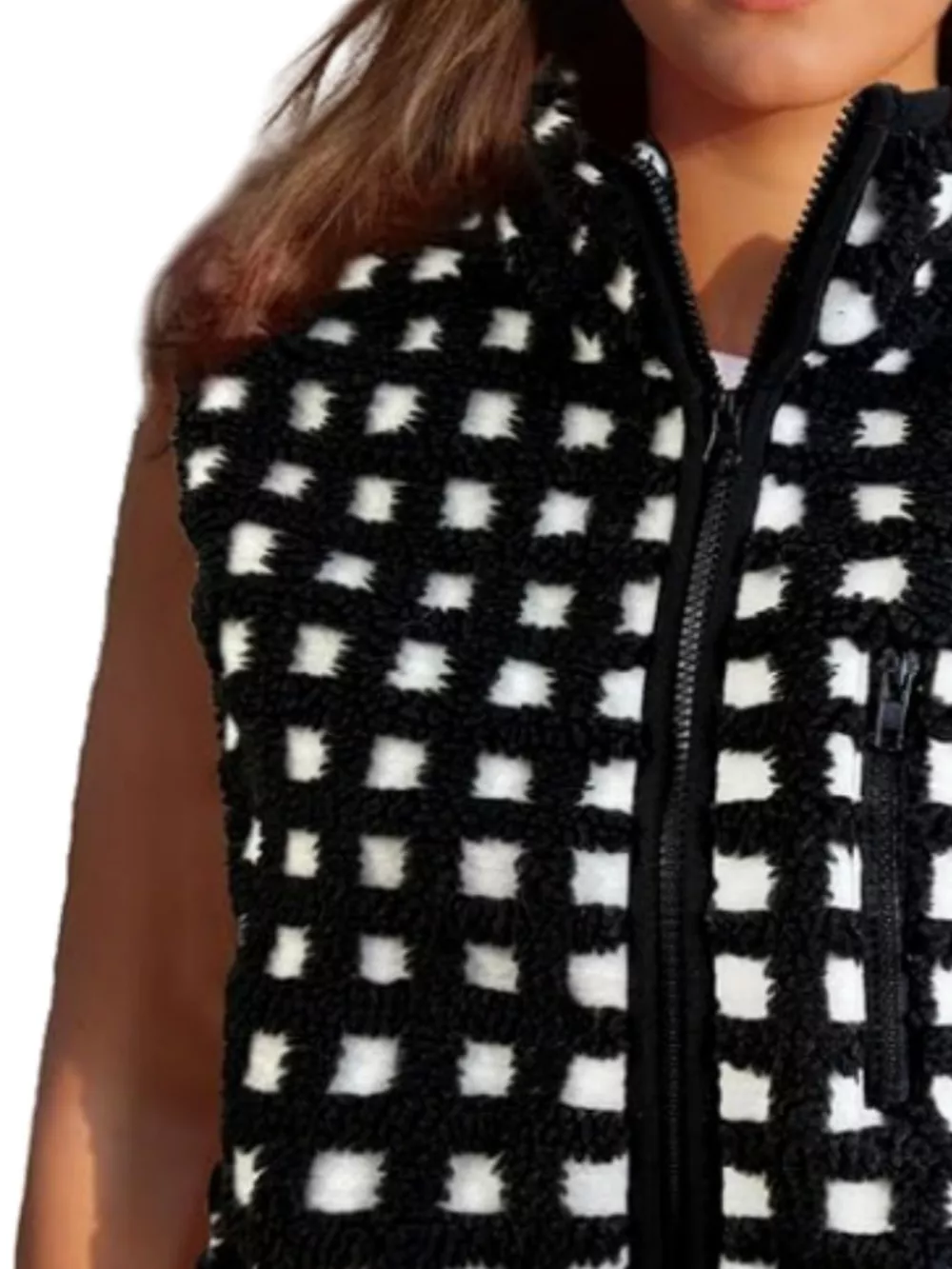 Plaid Zip Up Vest Coat, image 10