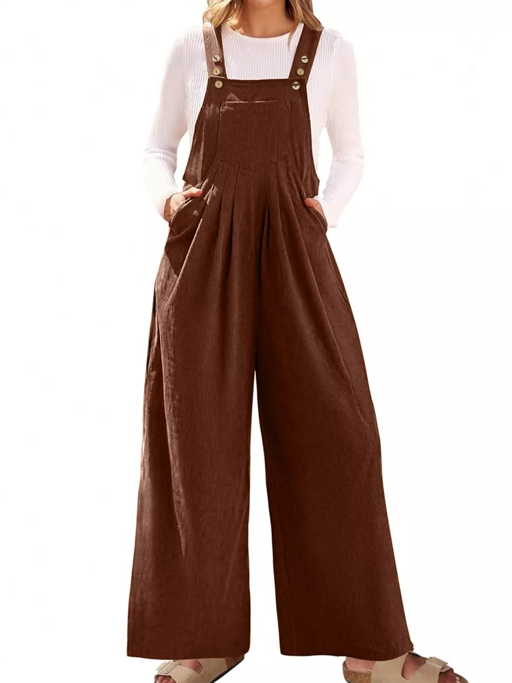 Front Ruched Wide Leg Jumpsuit with Pockets, image 6