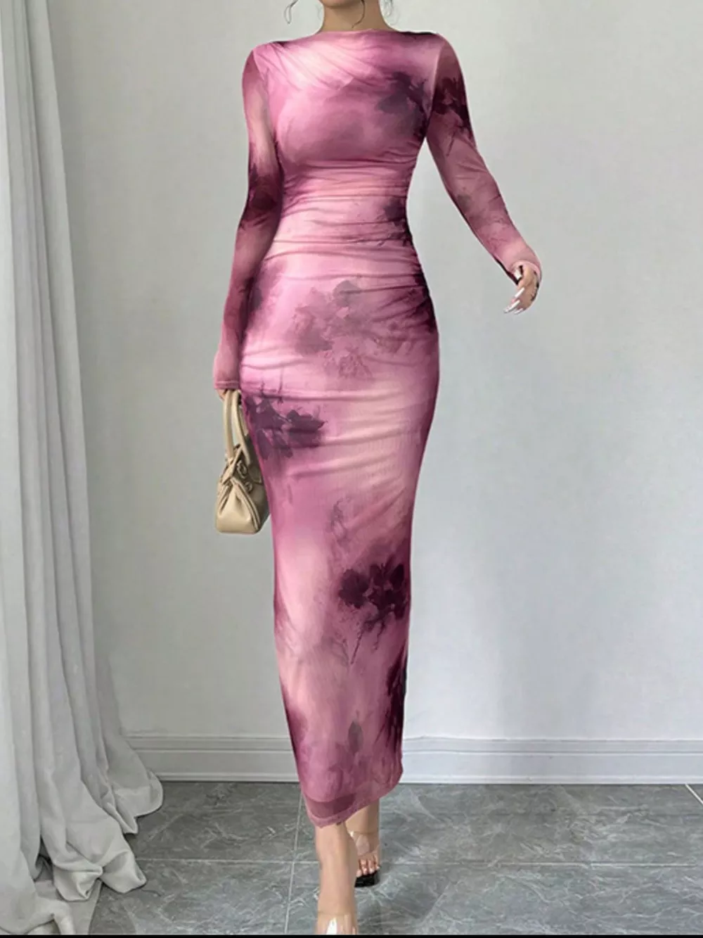 Tie-Dye Bodycon Maxi Dress, image 4
