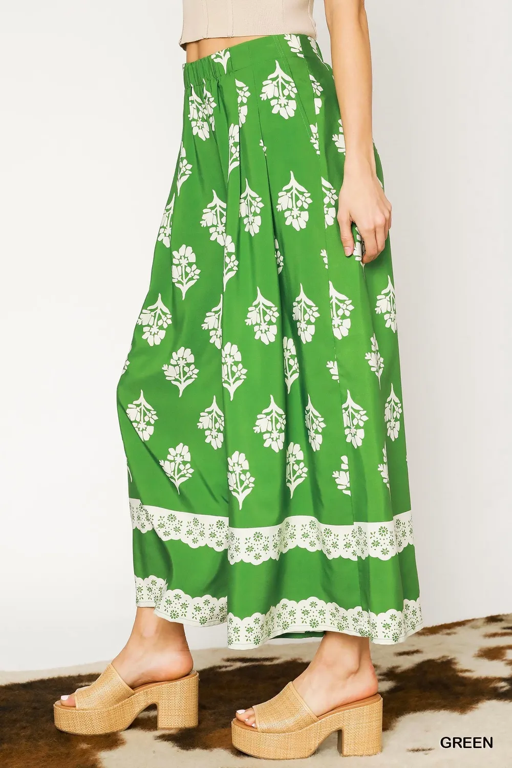Floral Pleated Wide-Leg Pants, image 3
