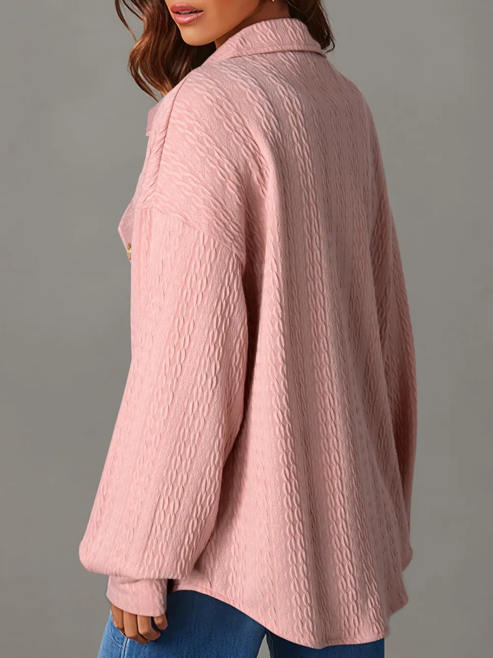 Textured Button Up Long Sleeve Shacket, image 19