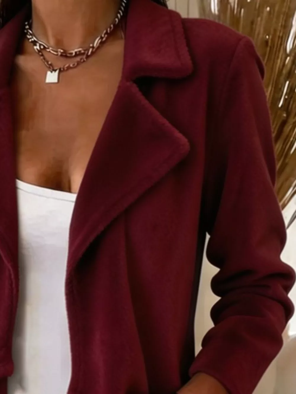 Full Size Fleece Waterfall Collar Outerwear Plus Size, image 10