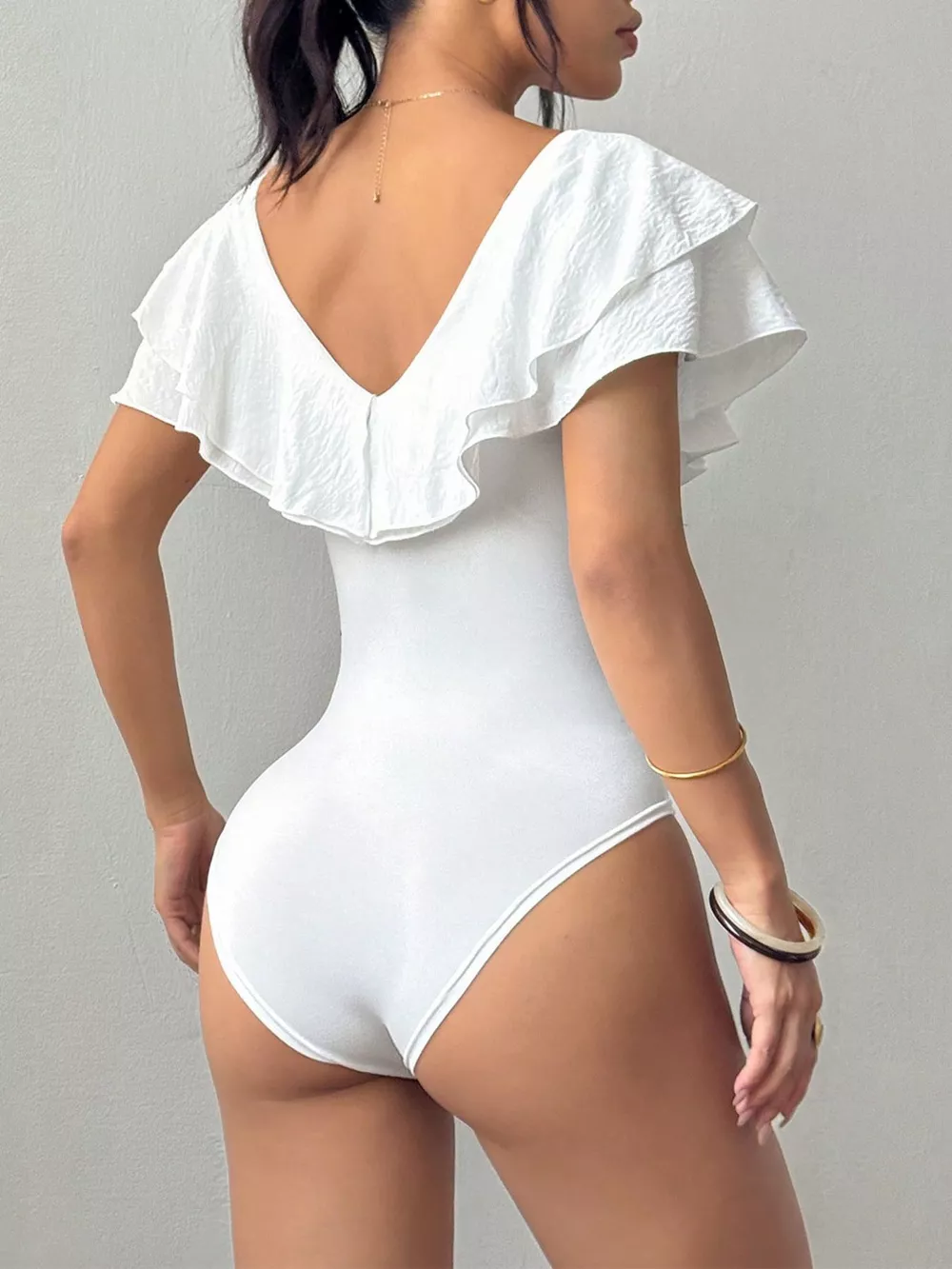Ruffle Trim V-Neck Bodysuit, image 8