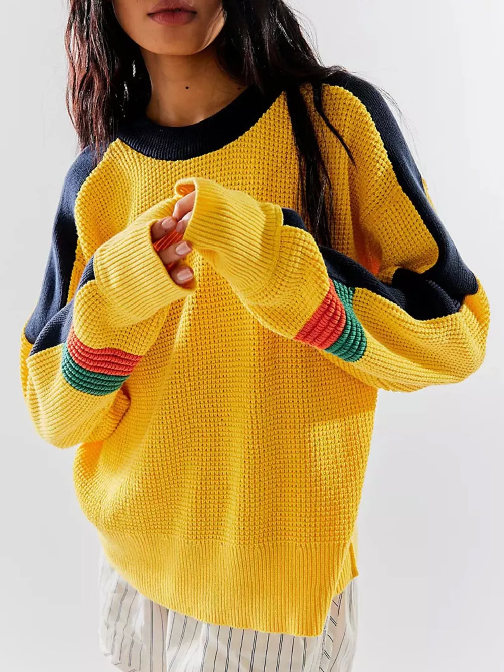 Color Block Waffle Knit Sweater, image 4