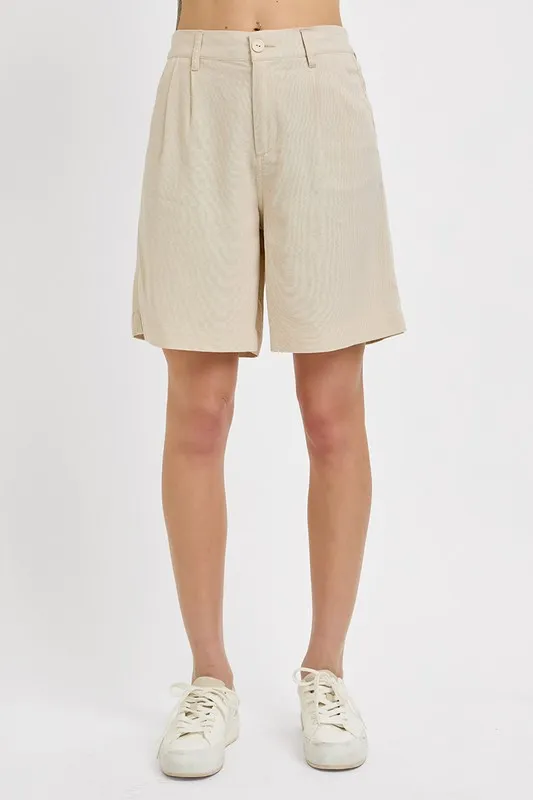High Rise Pleated Front Shorts, image 2