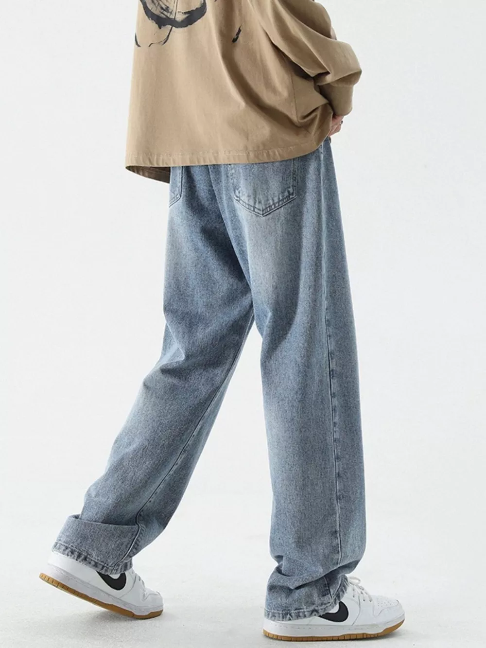 Men's Full Size Vintage Wash Wide Leg Jeans Plus Size, image 10