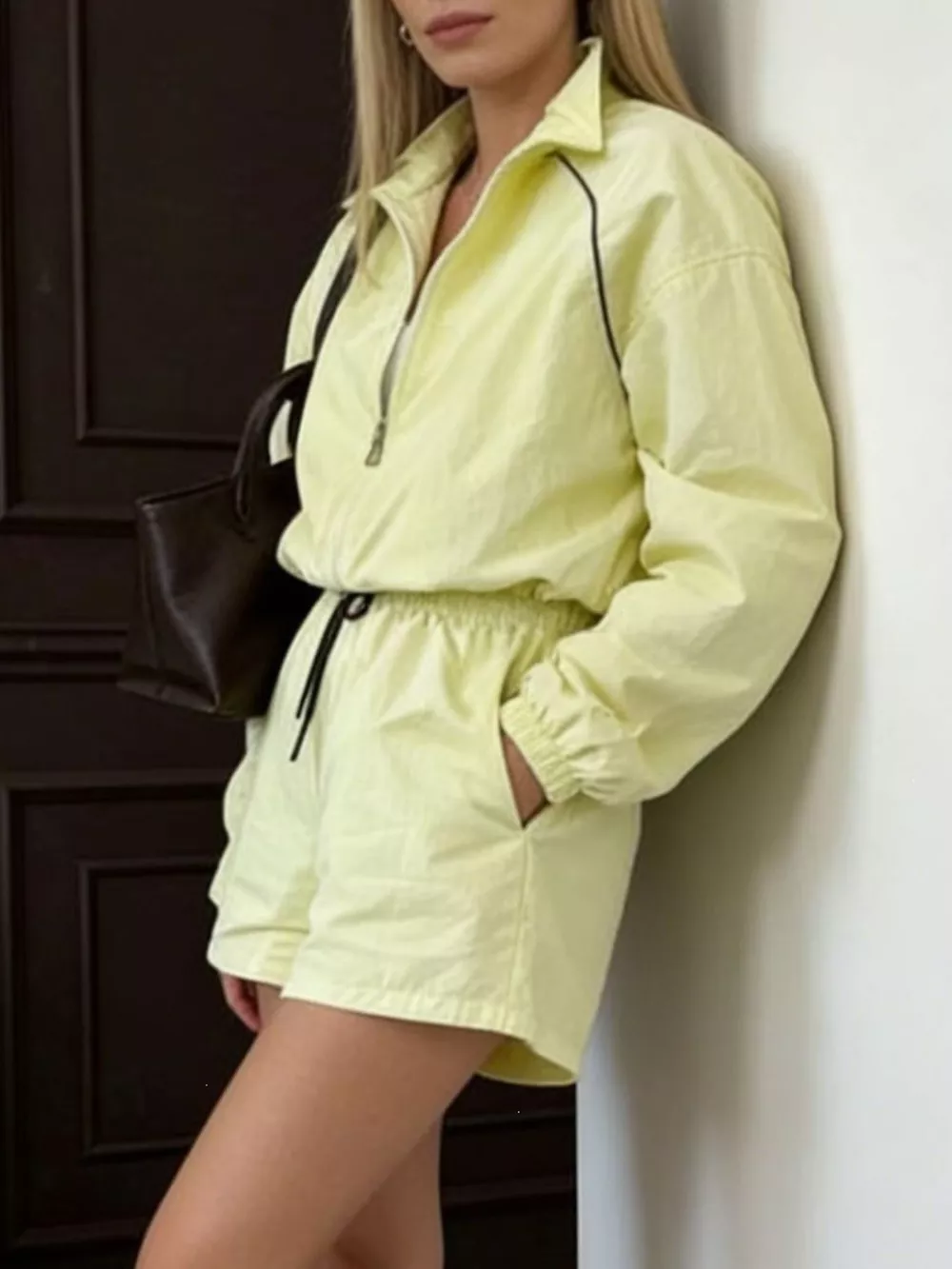 Zip Up Long Sleeve Outerwear and Shorts Set, image 13