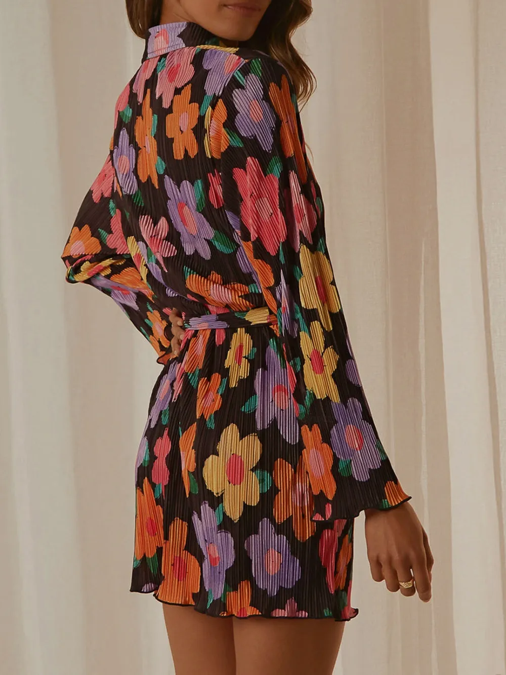 Tied Button Up Long Sleeve Dress, image 7