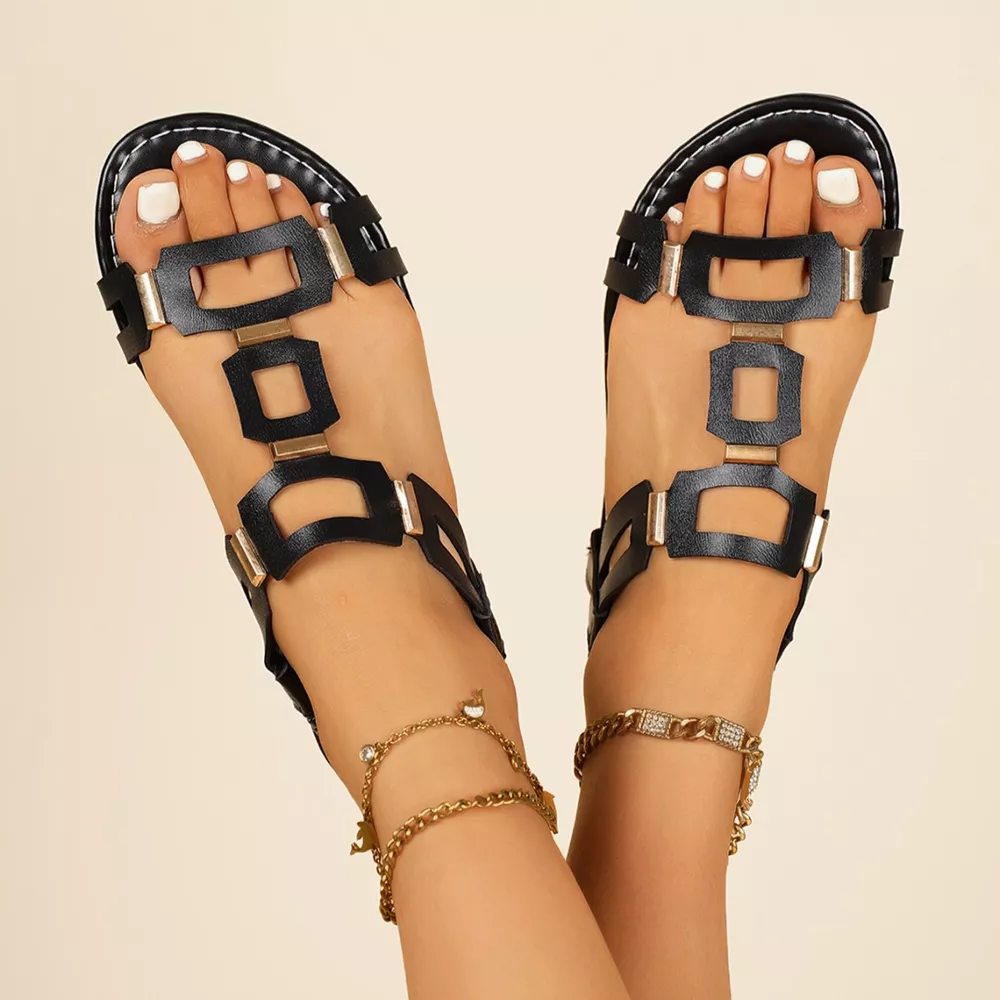 Geometric Decor Flat Sandals, image 6