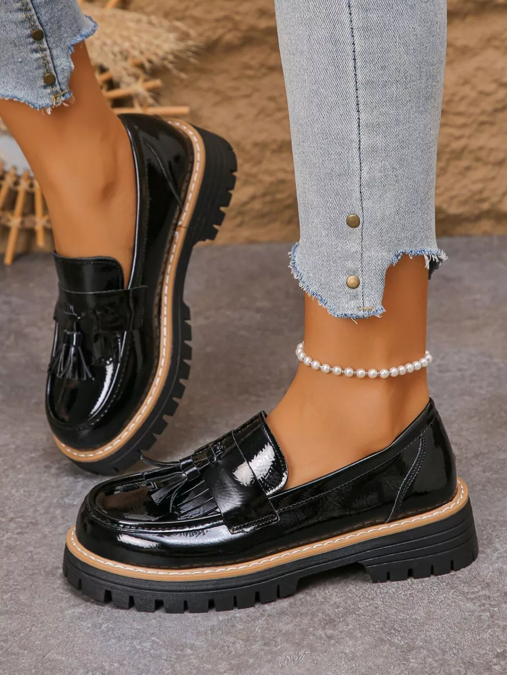 Tassel Round Toe Platform Loafers, image 4
