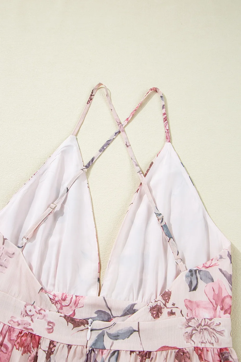 Floral Pleated Deep V Backless Maxi Dress, image 8