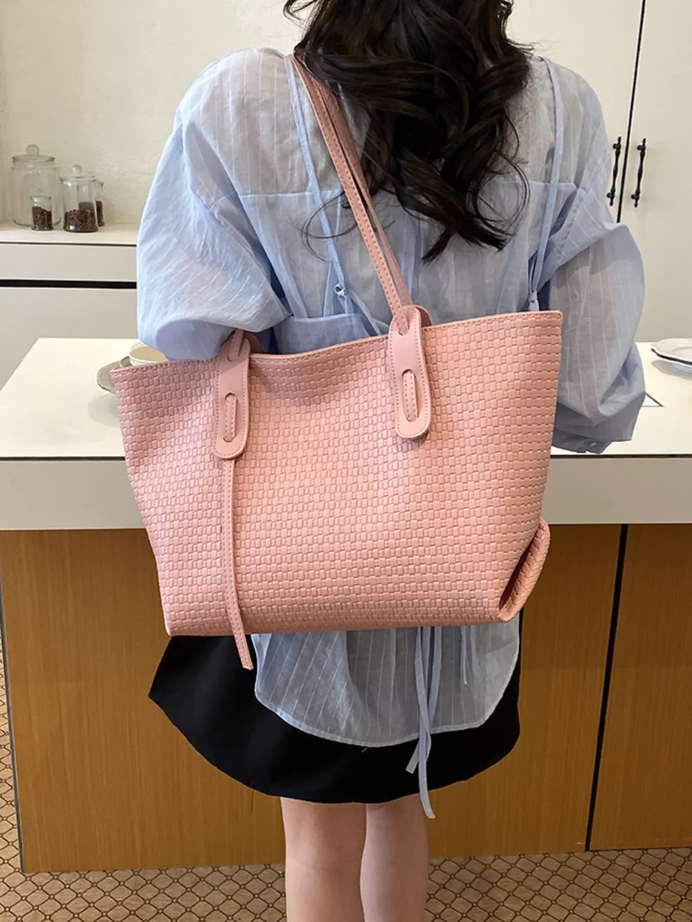 Leather Texture Tote Bag, image 4