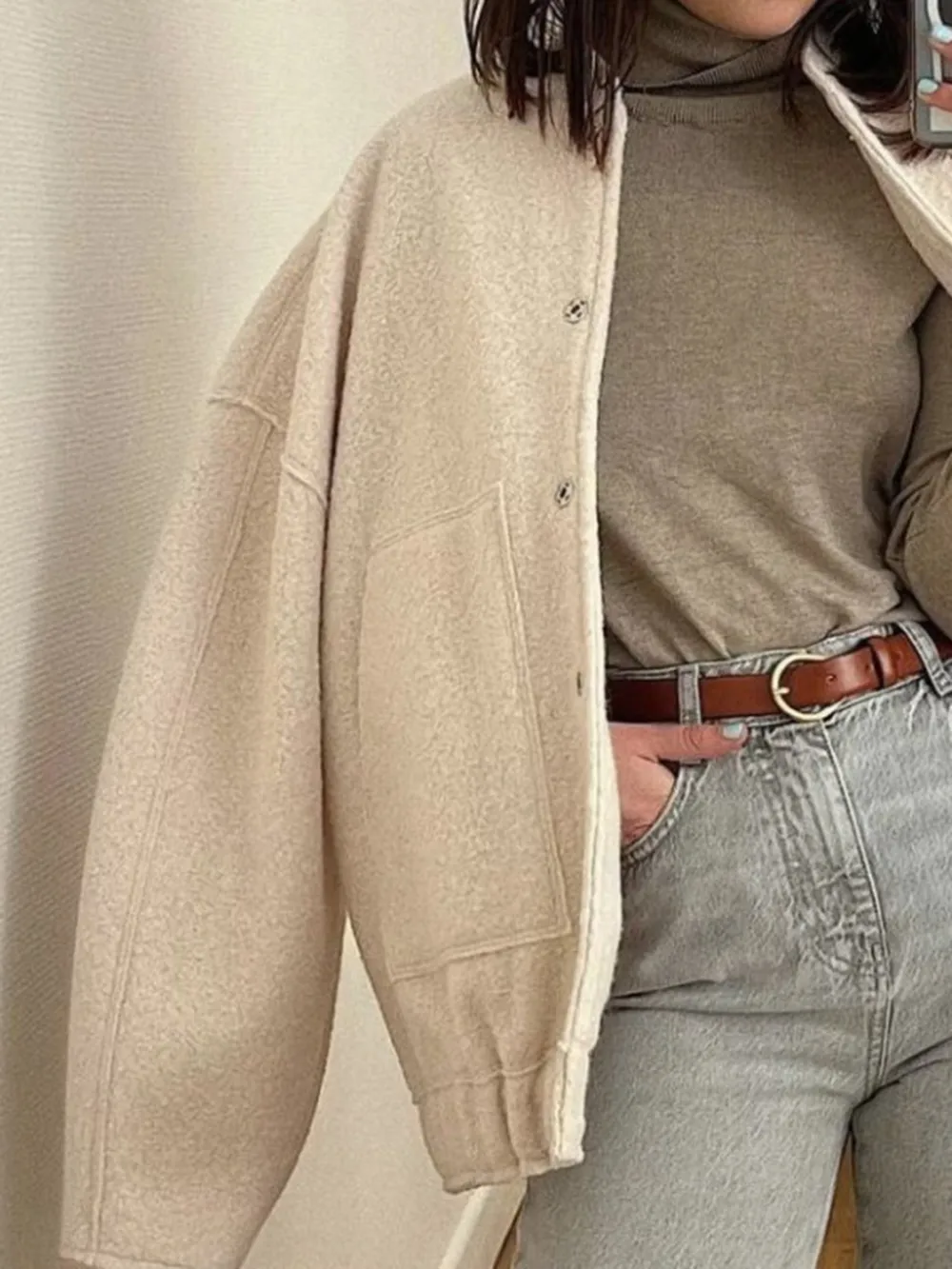 Full Size Snap Down Drop Shoulder Jacket, image 11