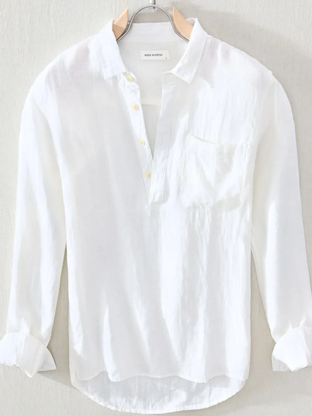 Men's Plus Size Button Detail Long Sleeve Blouse, image 2
