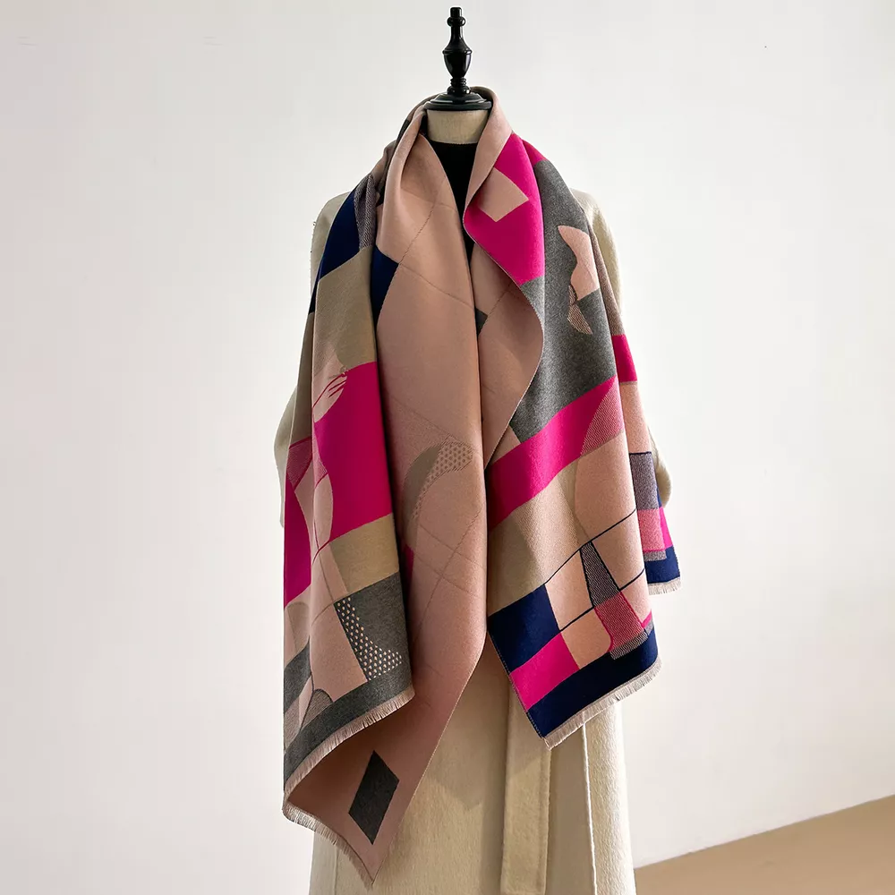 Geometric Cat Print Soft Scarf, image 2