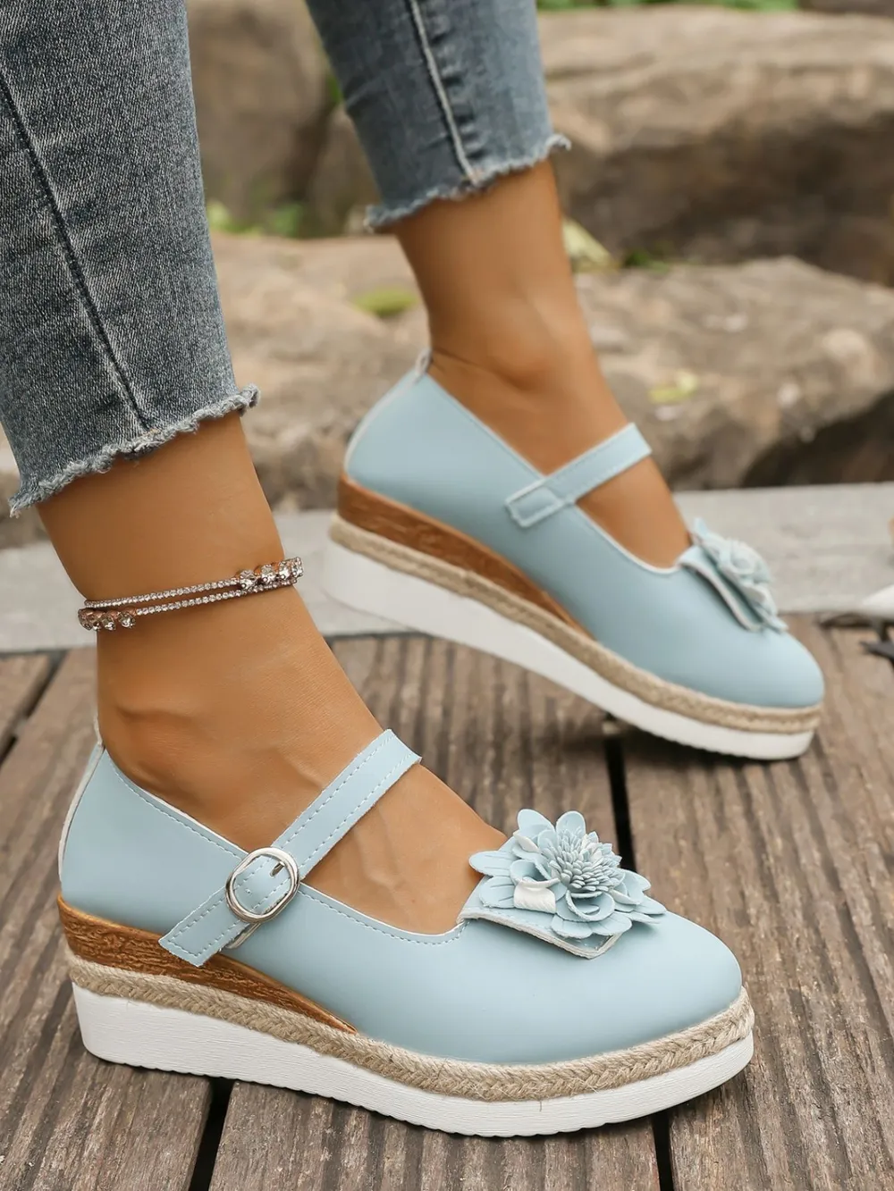 Flower Embellished Mary Jane Loafers, image 6