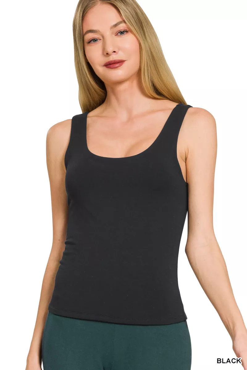 Double Layered Double Scoop Tank Top