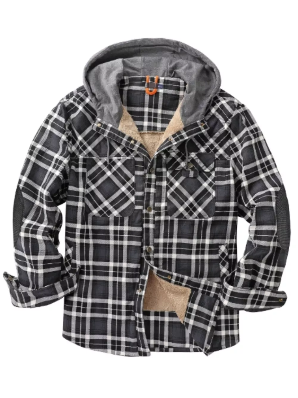 Men's Snap Down Hooded Plaid Shacket, image 6