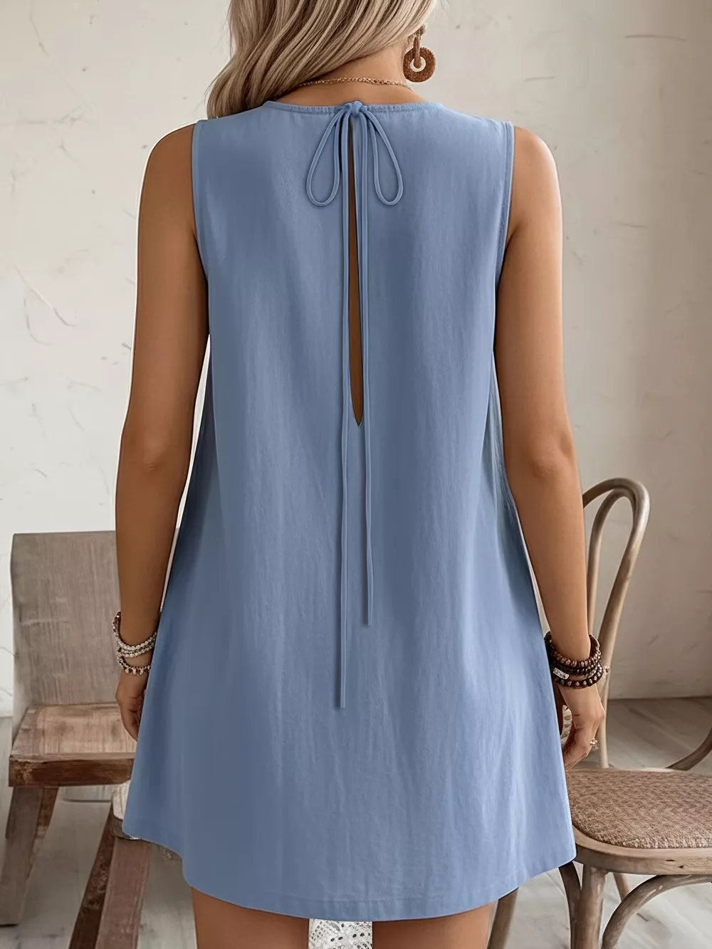 Frill Sleeveless Round Neck Dress, image 13