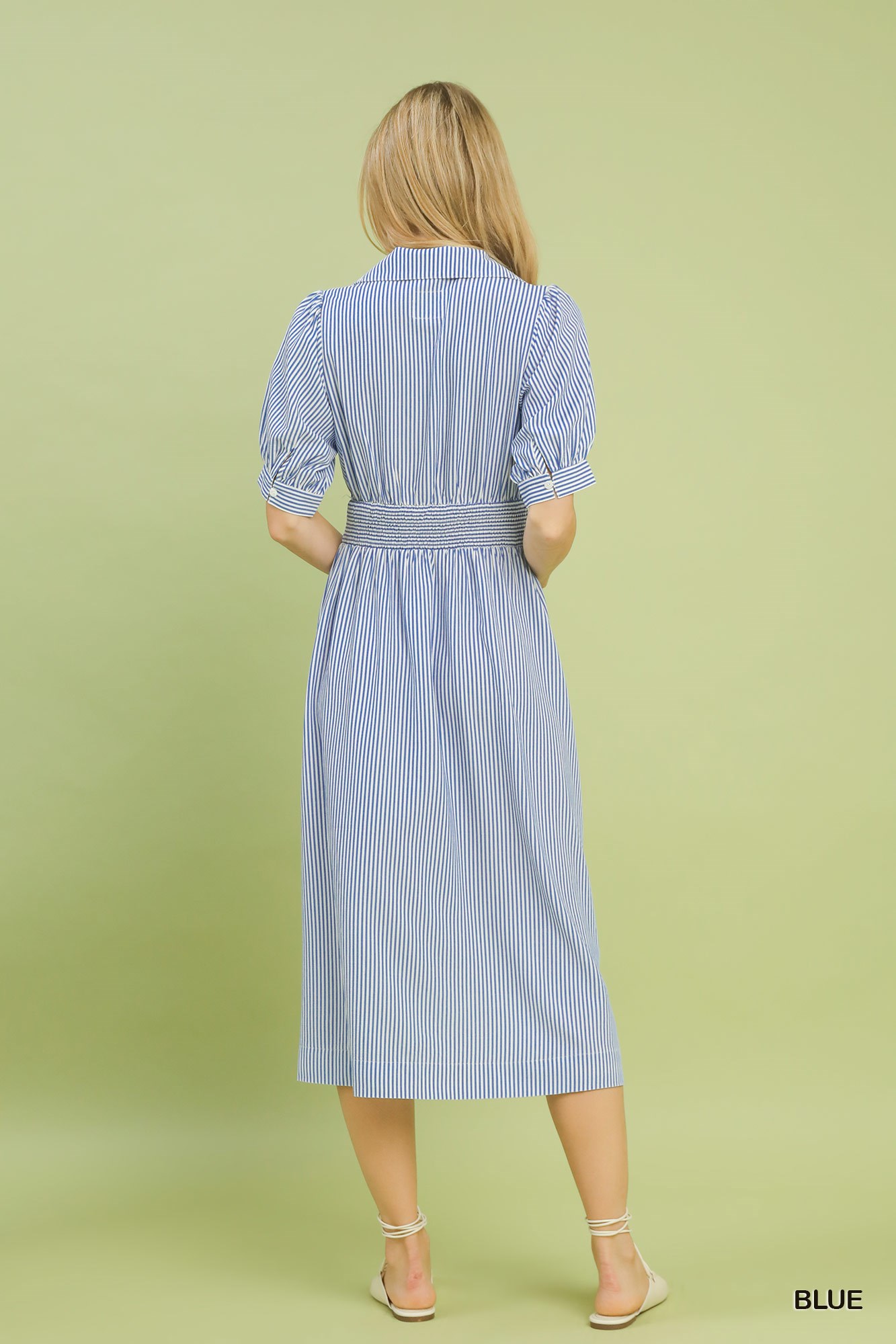 Striped Midi Dress with Front Zipper, image 3