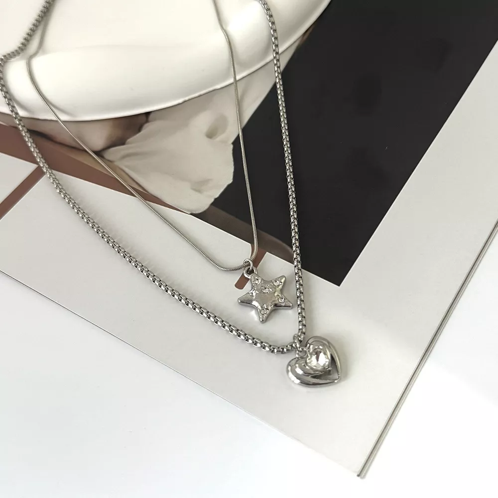 2-Piece Star and Heart Pendant Necklace, image 7