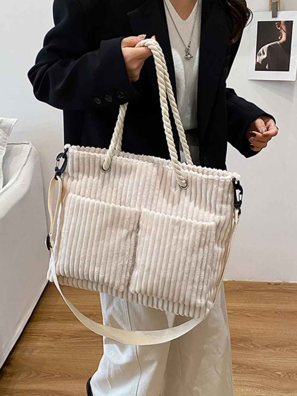 Casual Corduroy Handbag