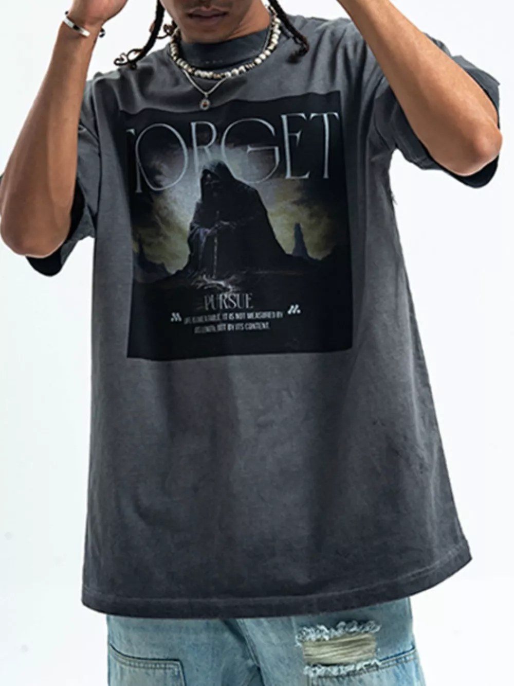 Men's Vintage Wash Graphic Oversized T-Shirt, image 2