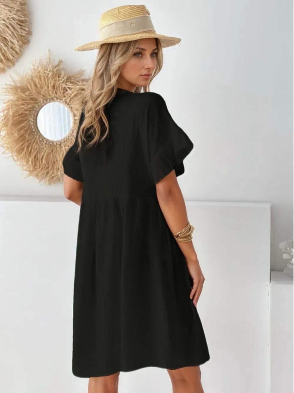 Round Neck Short Sleeve Mini Dress, image 2