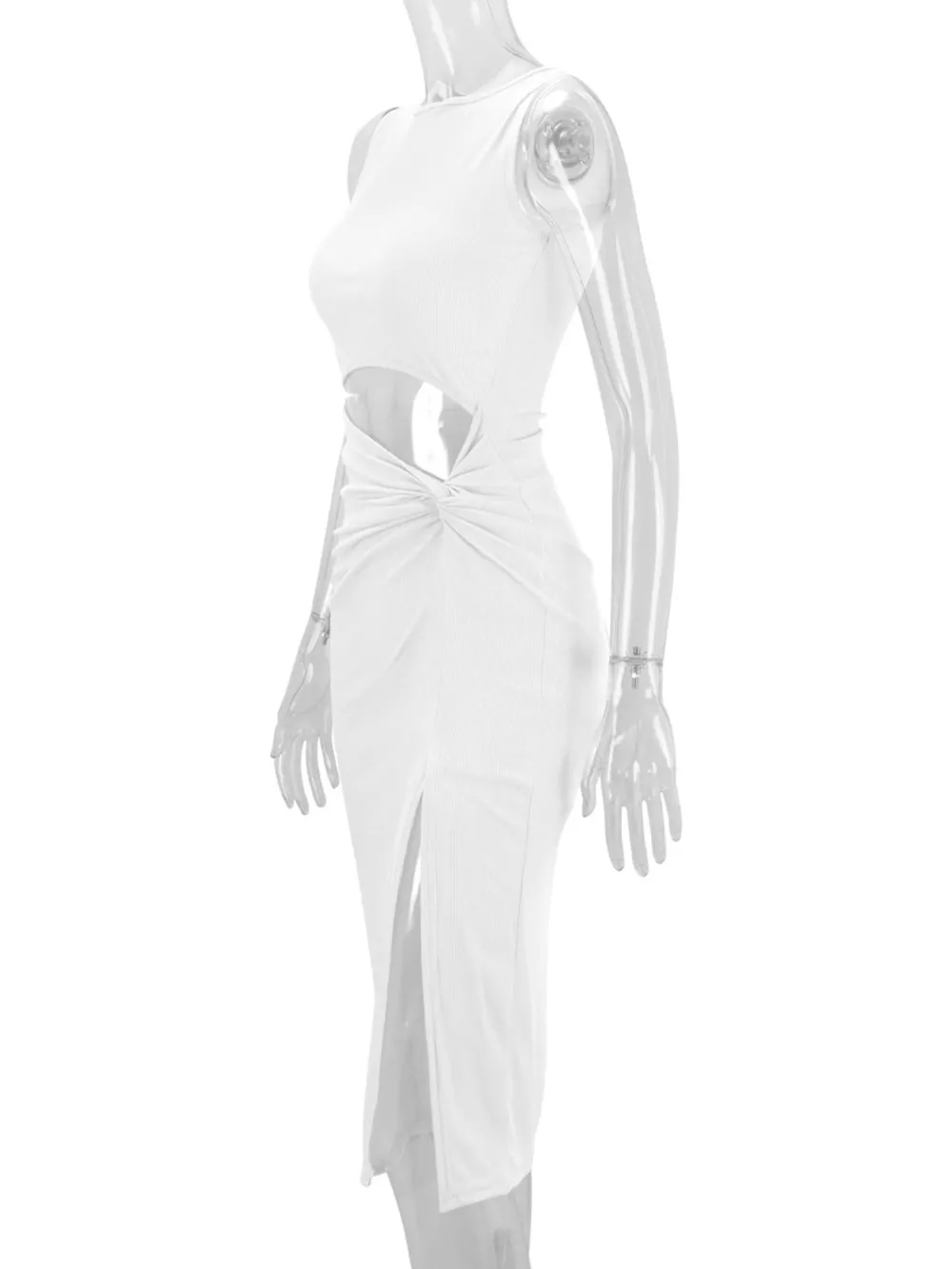Sleeveless Cut-Out Ruched High-Slit Bodycon Dress, image 18