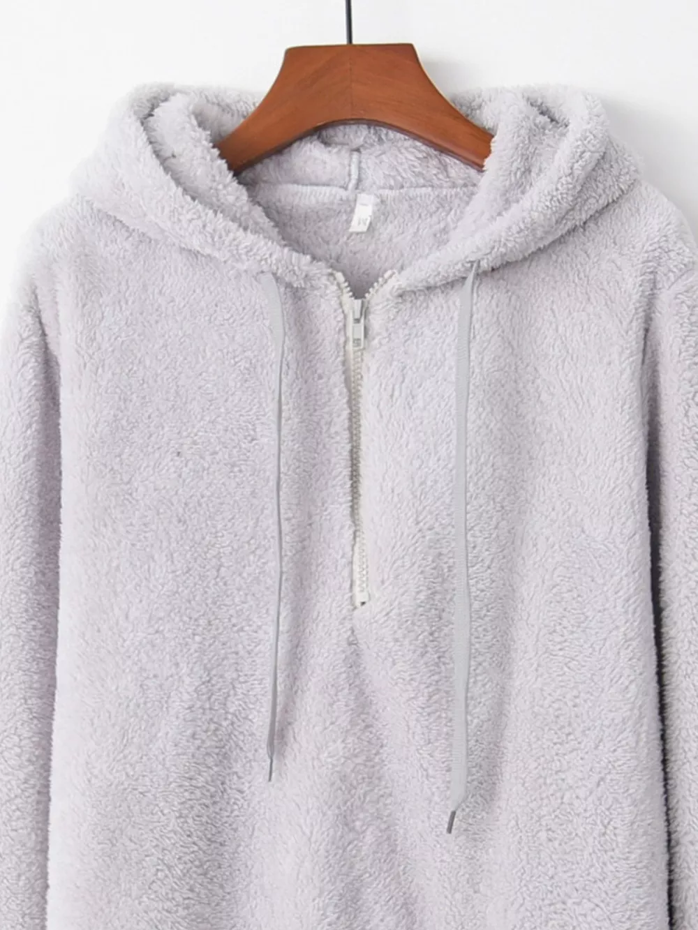 Full Size Half Zip Drawstring Fleece Hoodie Plus Size, image 9