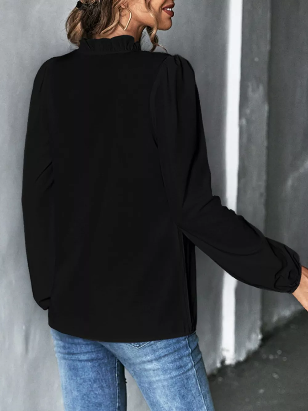 Ruffled Trim V-Neck Blouse, image 5