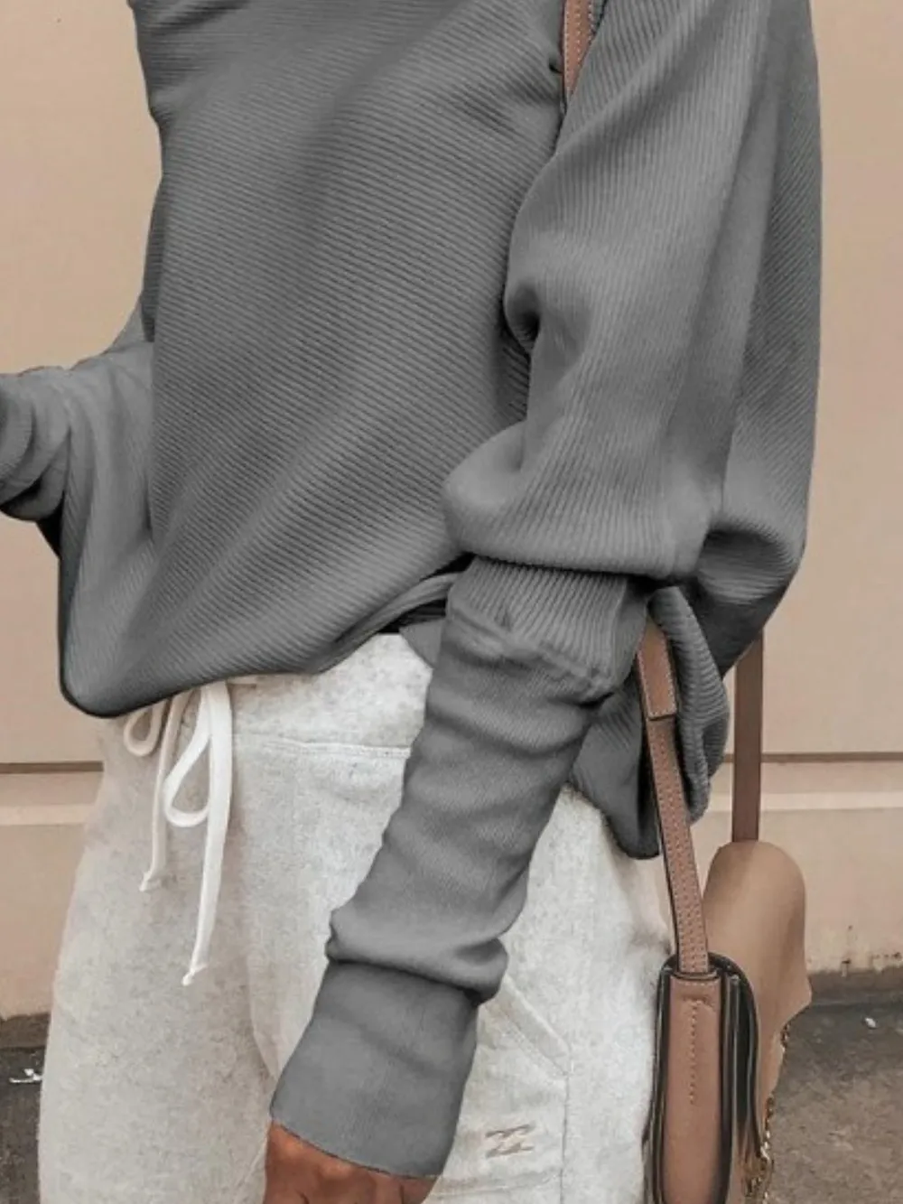 Single Shoulder Ribbed Knit Top, image 6