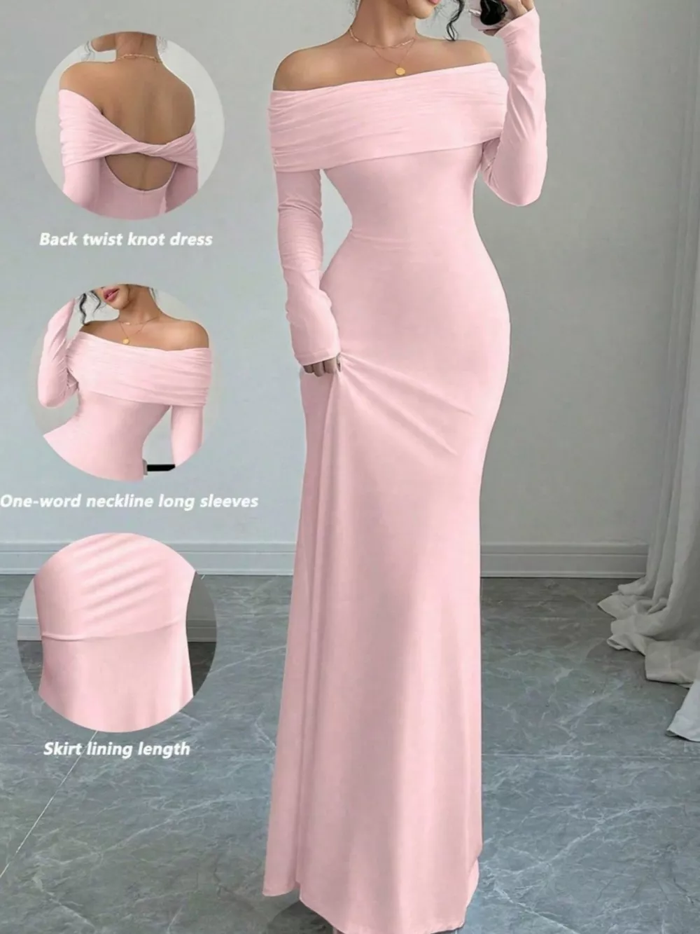 Off-Shoulder Long Sleeve Maxi Dress, image 5