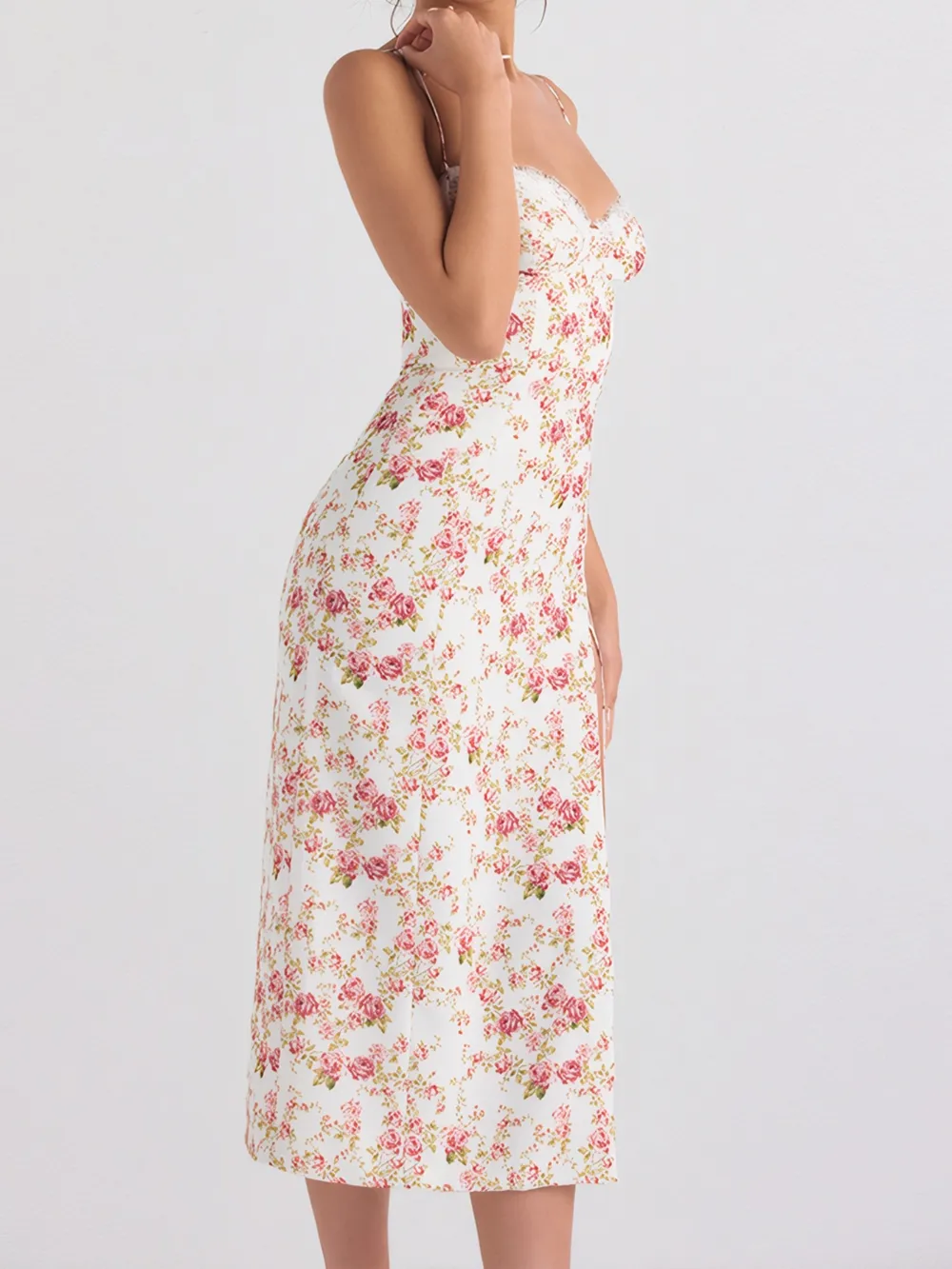 Split Printed Sweetheart Neck Cami Dress, image 10