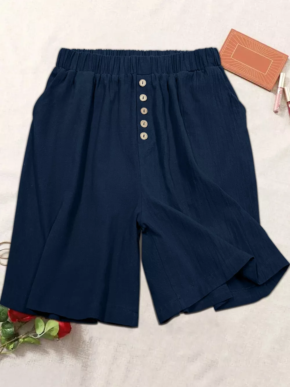 Plus Size Elastic Waist Casual Shorts, image 6