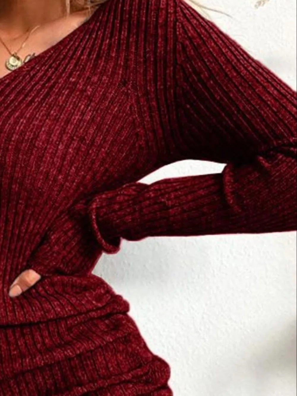 Full Size Ribbed Knit Drawstring Bodycon Sweater Dress Plus Size, image 11