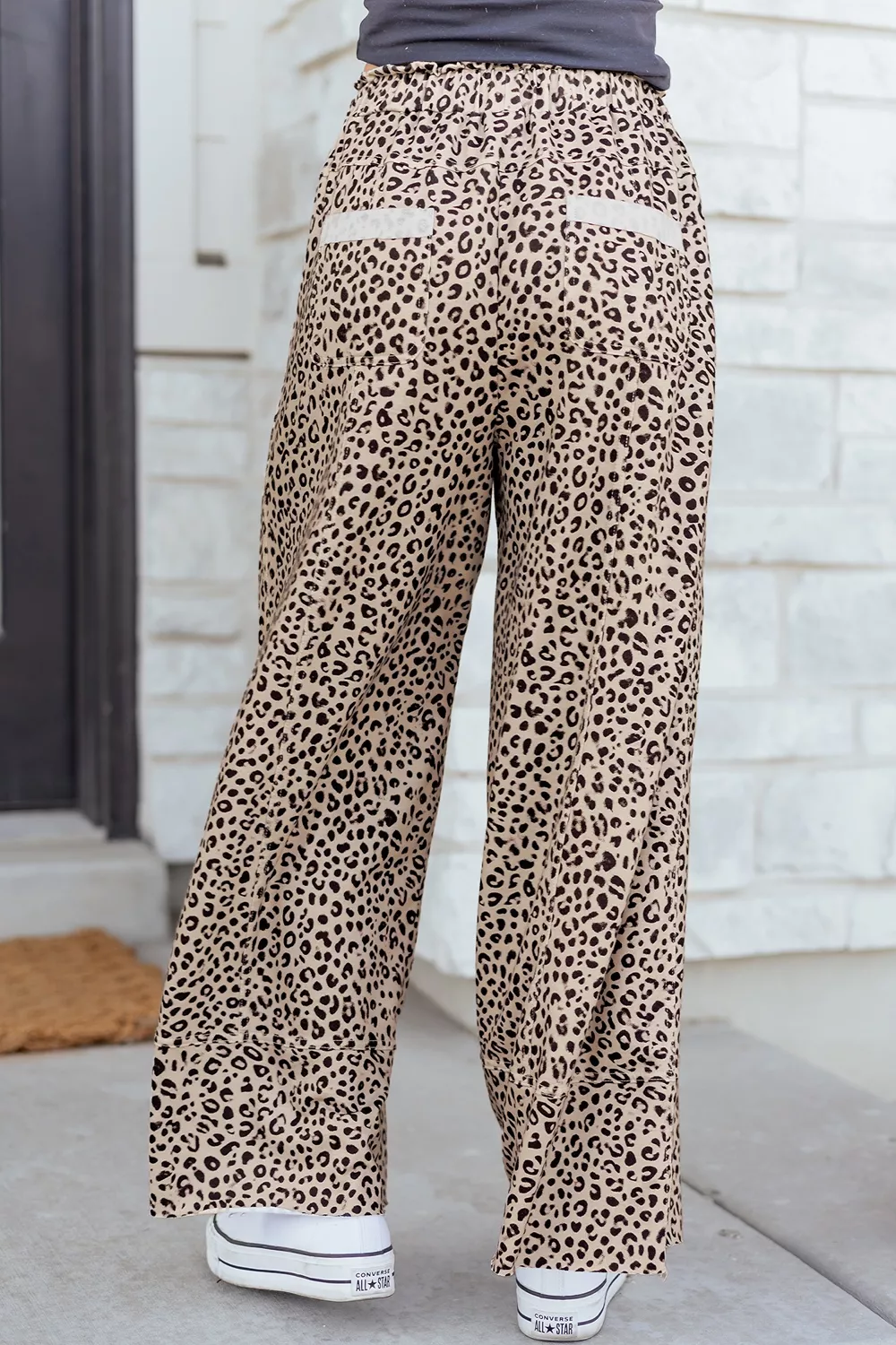Leopard Print Wide-Leg Pants with Drawstring, image 4