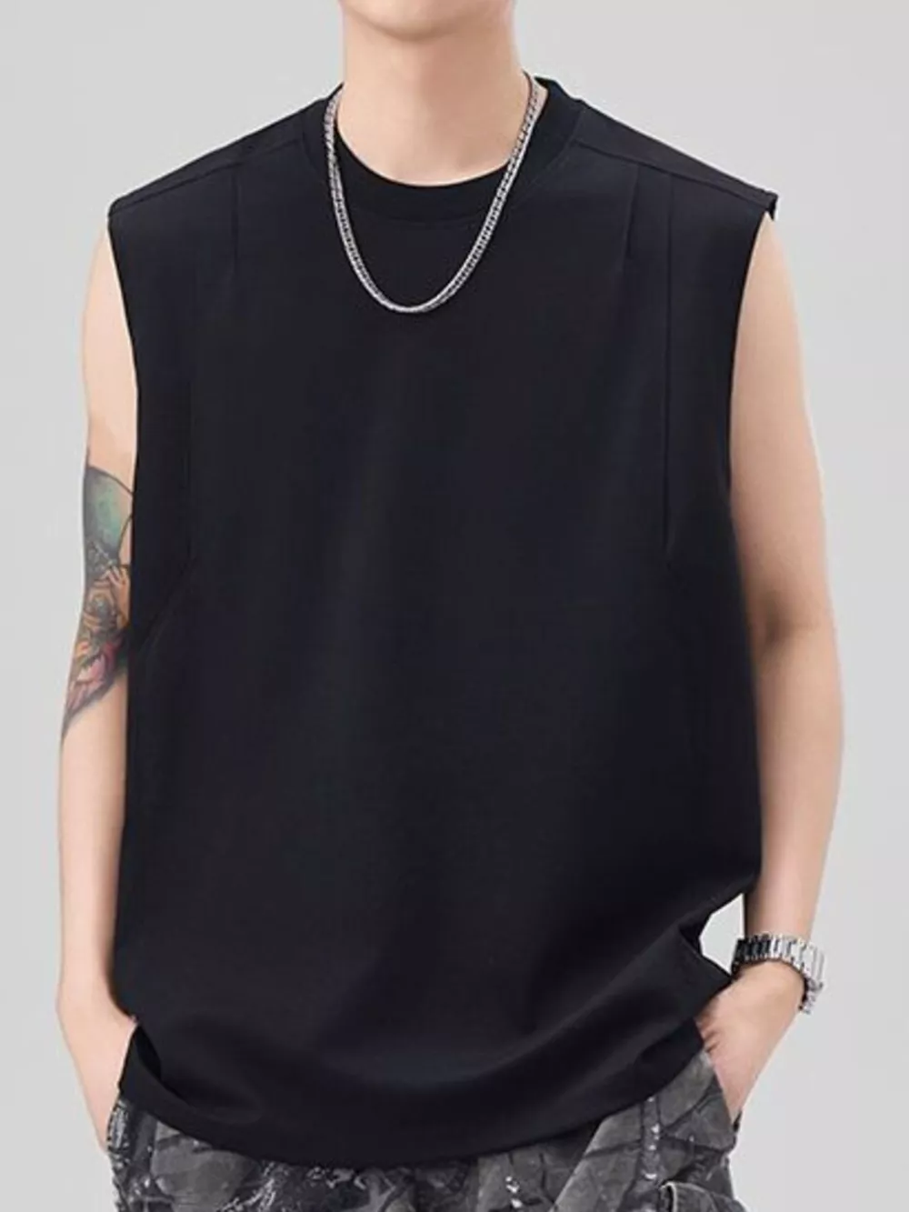 Men's Plus Size Solid Color Casual Tank Top, image 6