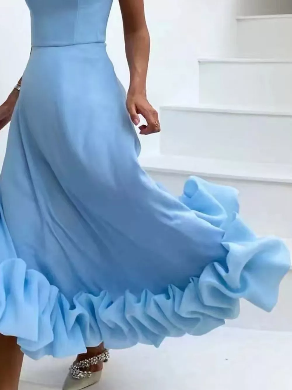 Ruffle Hem Scoop Neck Midi Dress, image 10