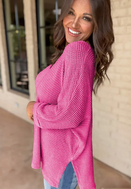 Side Slit V-Neck Long Sleeve Top, image 21