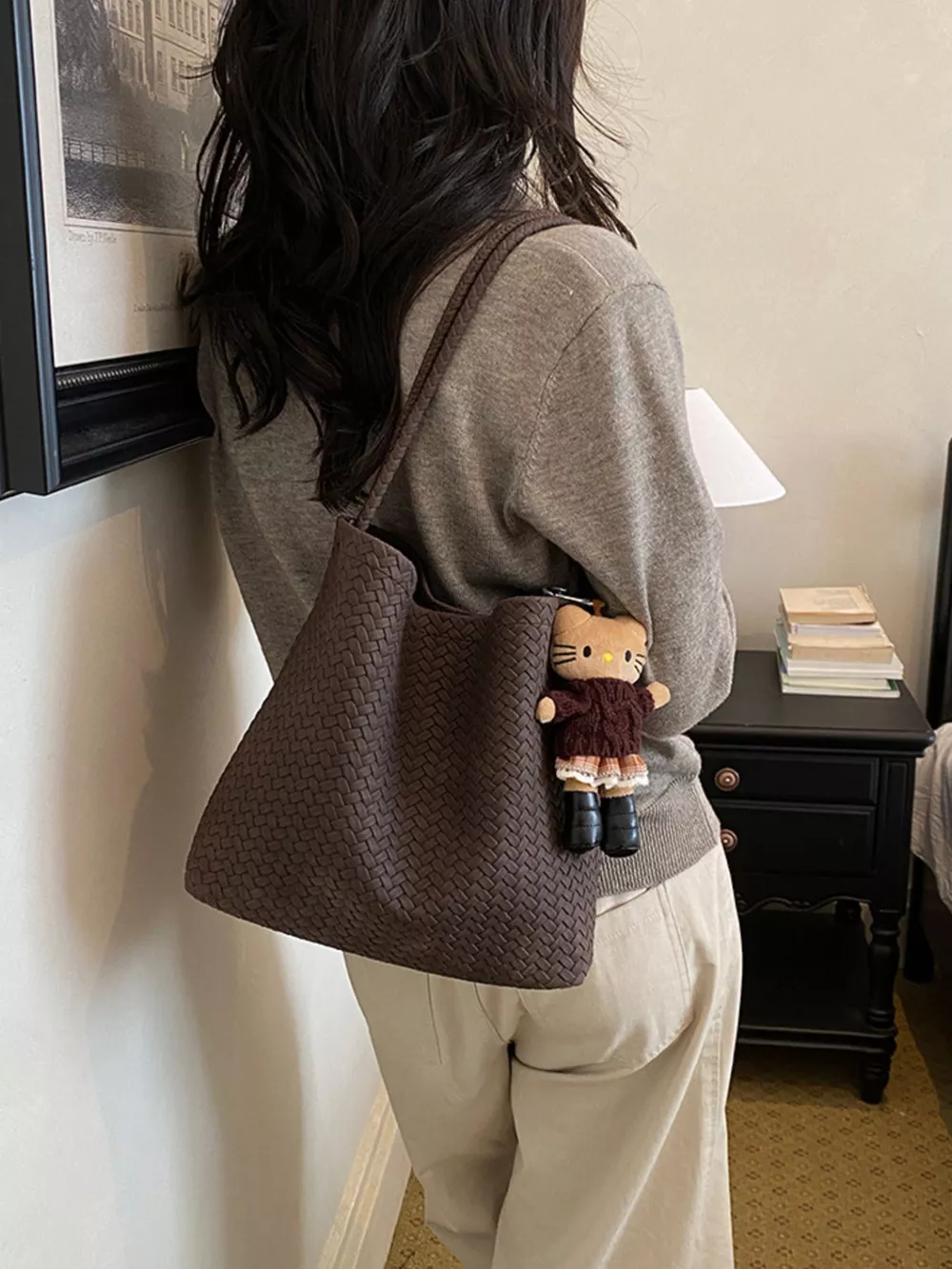 Vintage Woven Leather Shoulder Bag, image 6