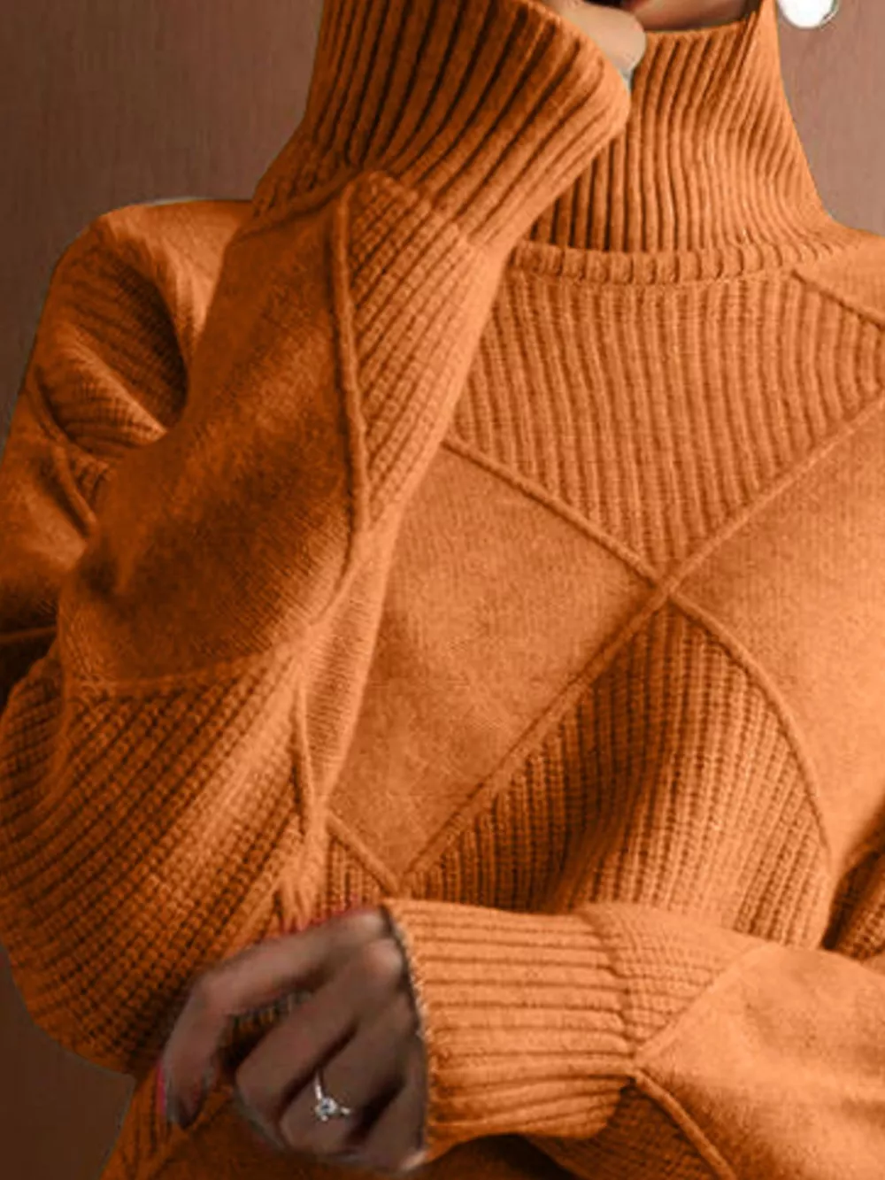 Argyle Pattern Turtleneck Sweater, image 12