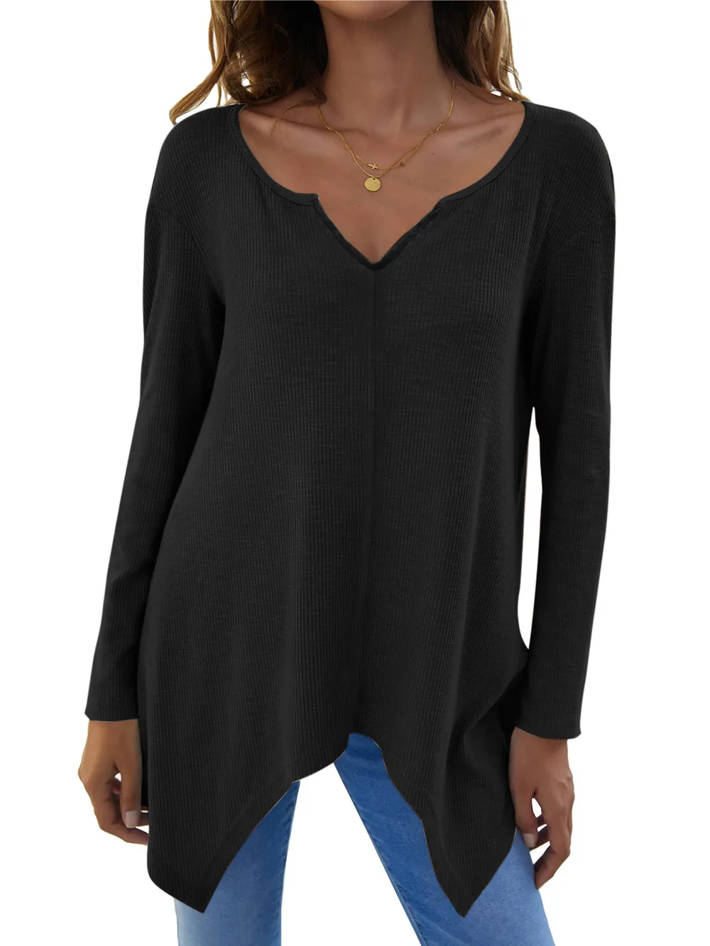 Full Size V-Neck Long Sleeve T-Shirt, image 9