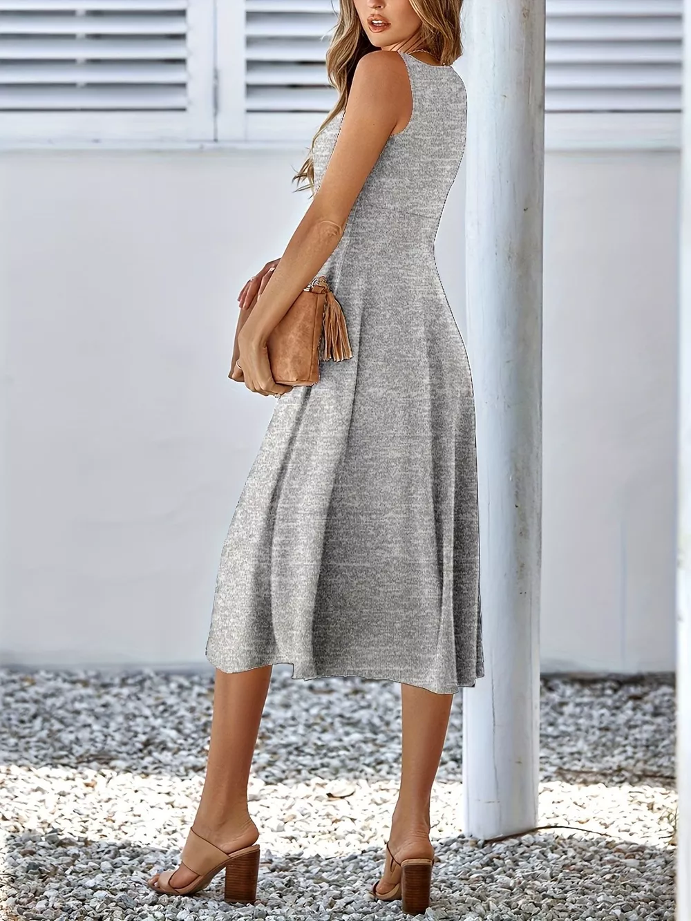 Sleeveless A-Line Midi Dress, image 11