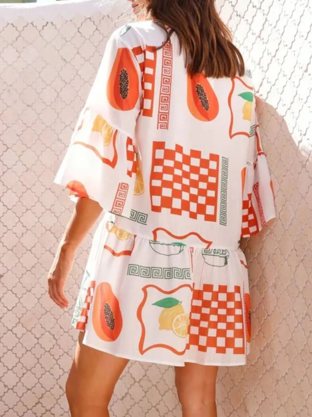 Printed Three-Quarter Sleeve Mini Dress, image 5