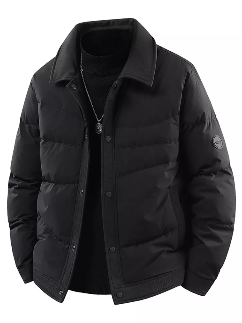 Men's Plus Size Snap Down Puffer Jacket