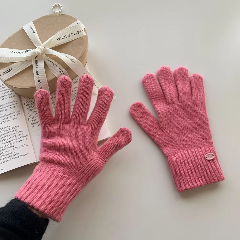 Knitted Solid Color Gloves, image 11