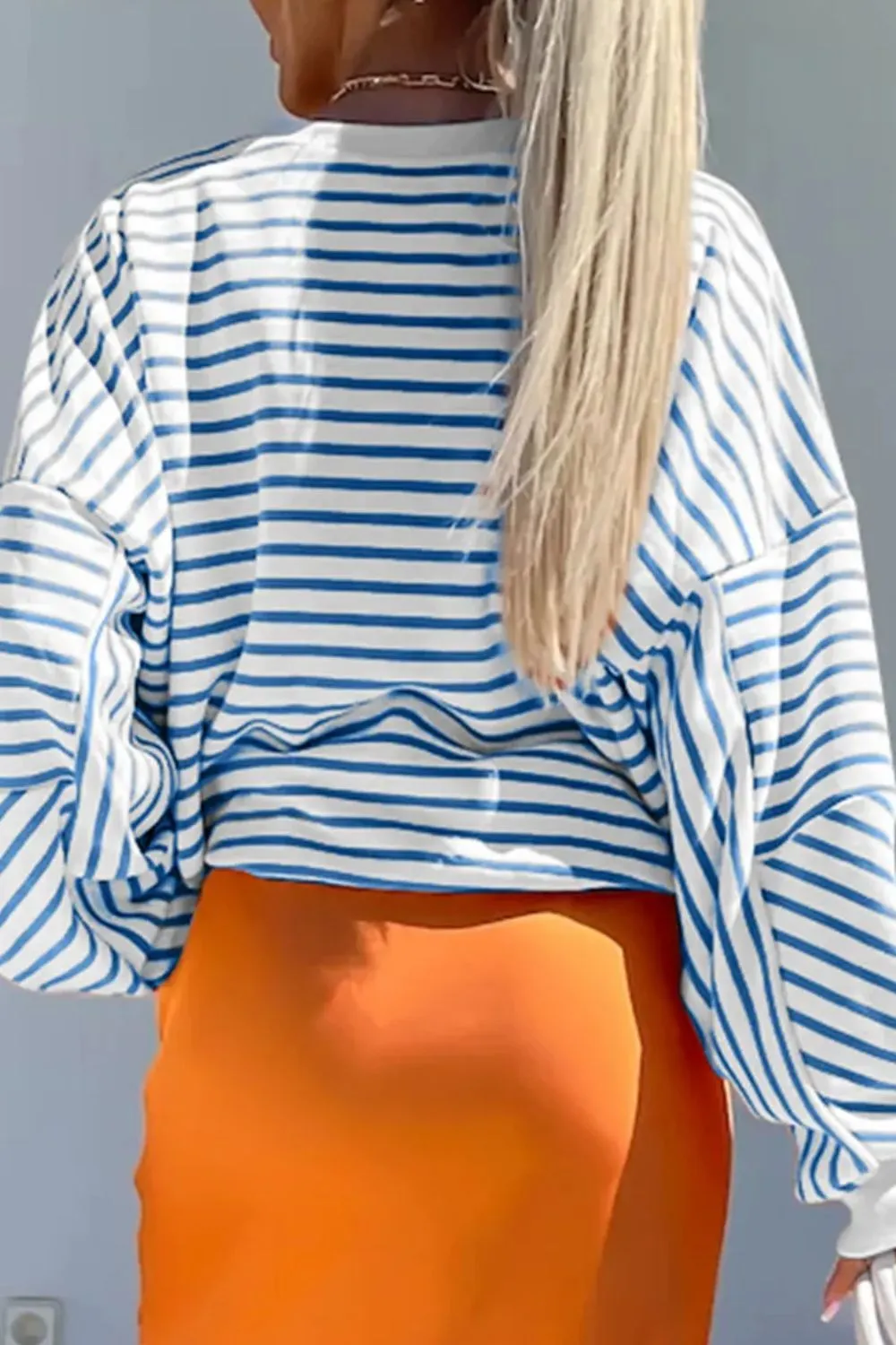 Striped Dropped Shoulder Long Sleeve Sweatshirt, image 6